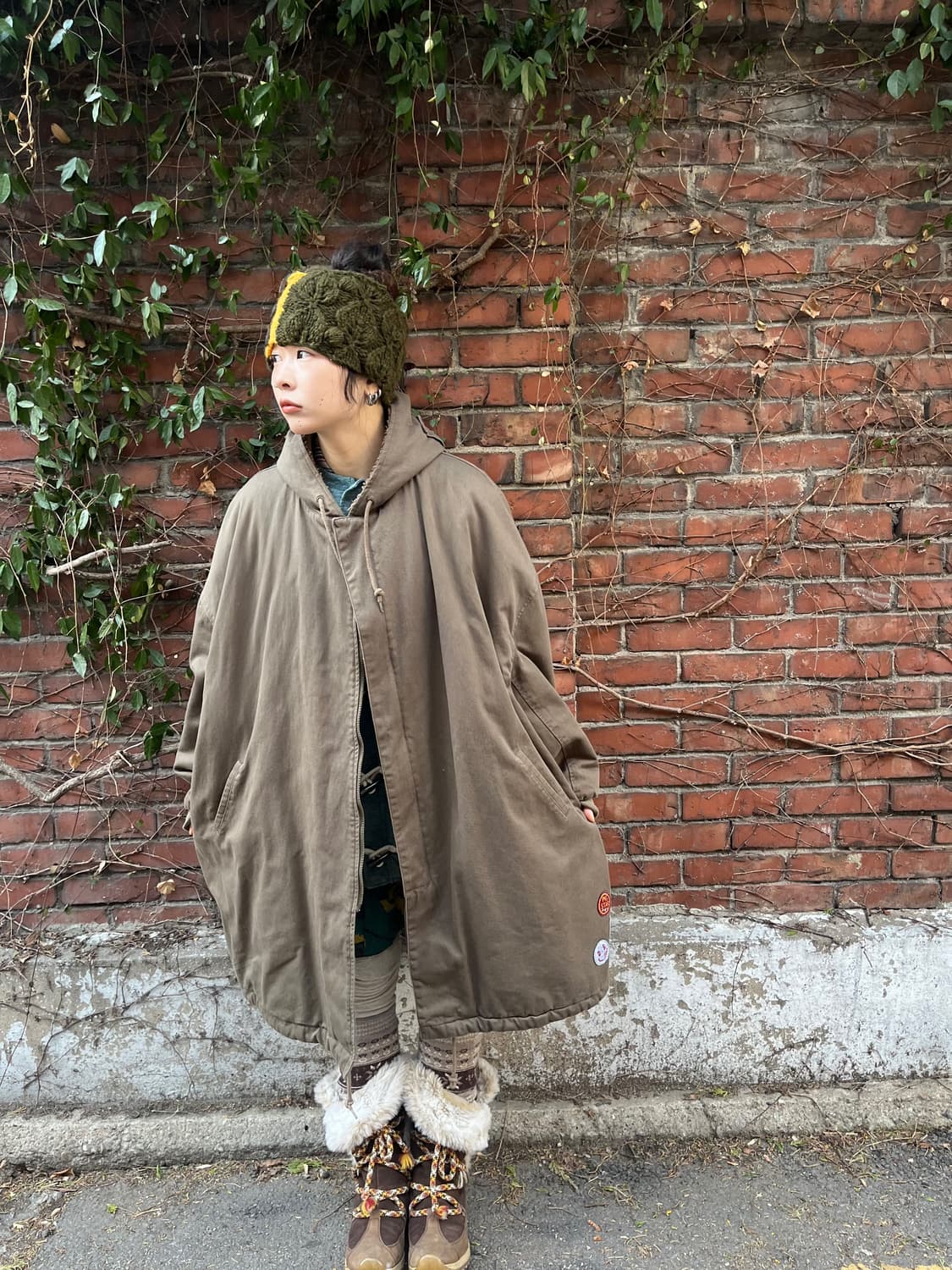 drugstores 카키 양털 후드 야상 아우터 상품이미지2