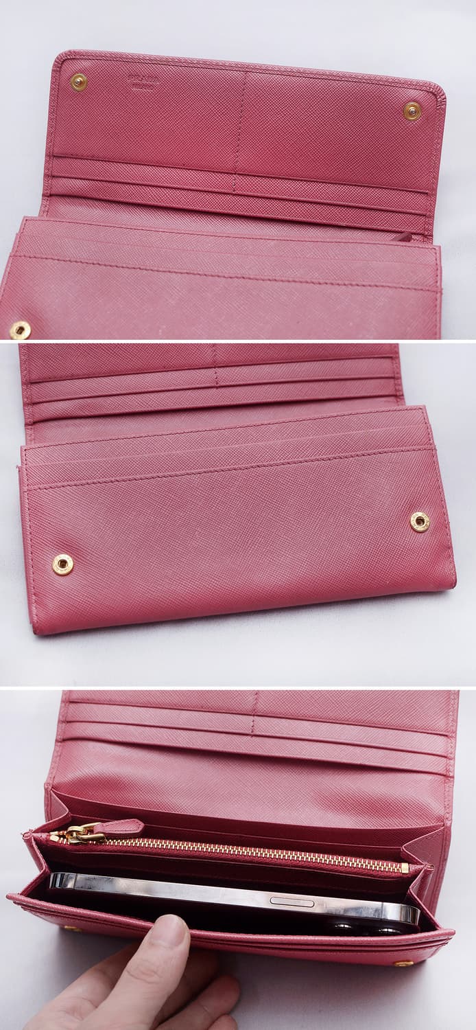 프라다 (PRADA) 사피아노 리본 피오니 핑크 플랩 장지갑 상품이미지7