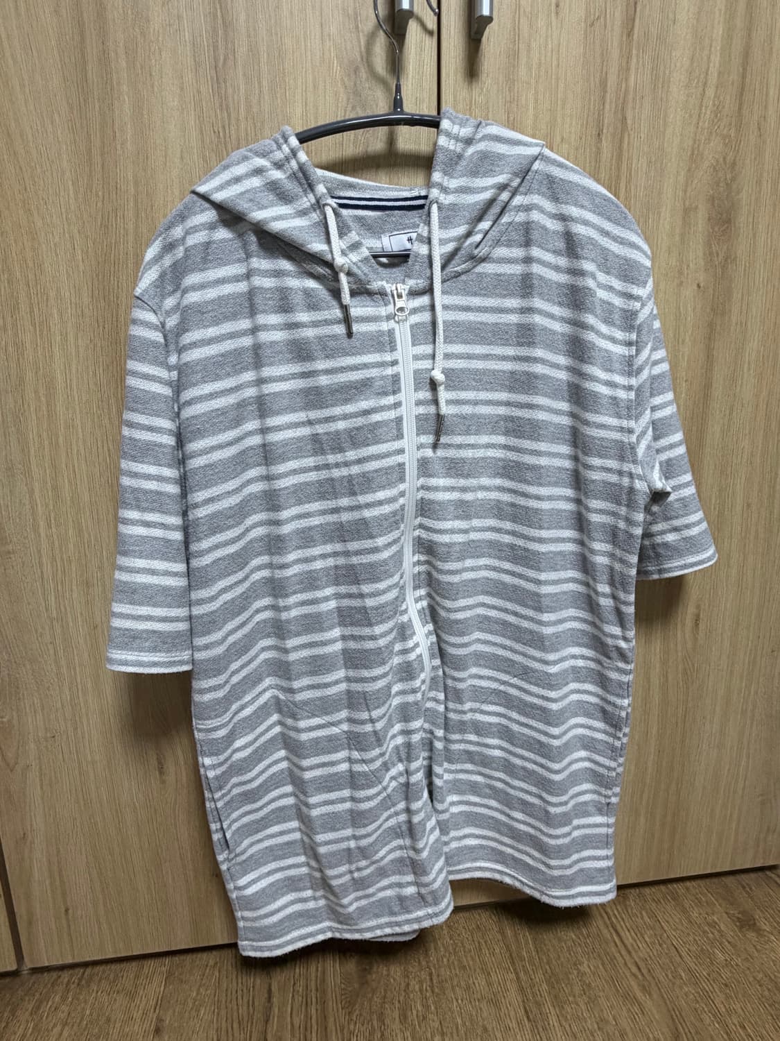 모리걸 스트라이프 반팔 후드집업 스즈코 하구미 상품이미지1