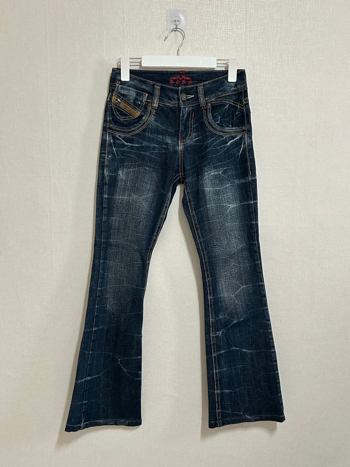 오네갸루 레오파드 워싱 부츠컷 팬츠 Y2K 핀터 상품이미지2