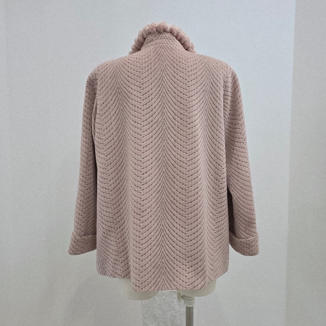 앙고라 울 로즈핑크 카라퍼 하프코트 상품이미지3