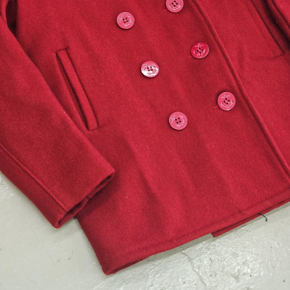 SCHOTT U.S.740N PEA JACKET 쇼트 피코트 빨강색 M 상품이미지4