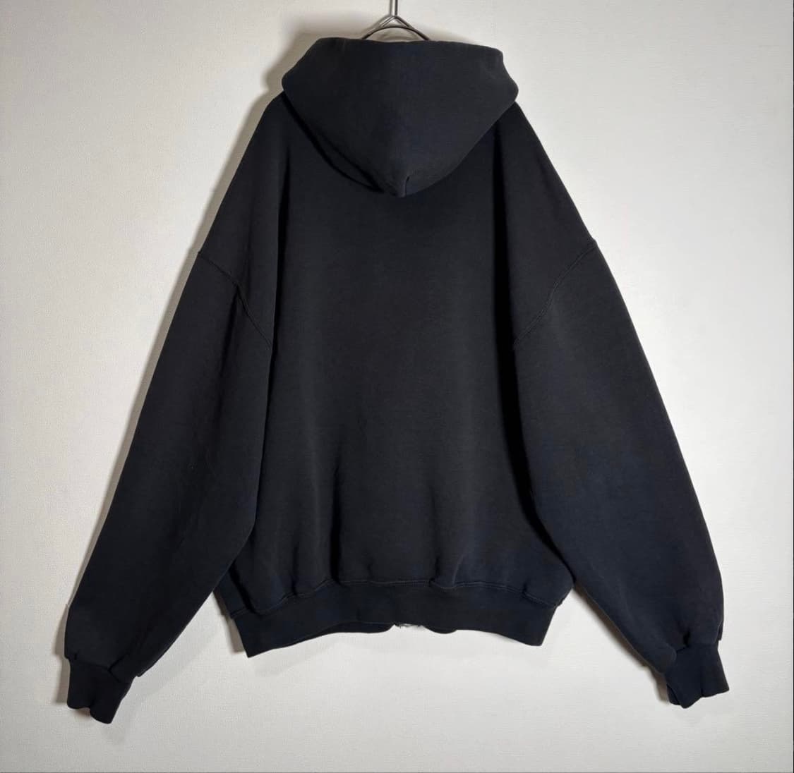 90s 황금사이즈 L) 러셀 후드 집업 블랙 상품이미지3