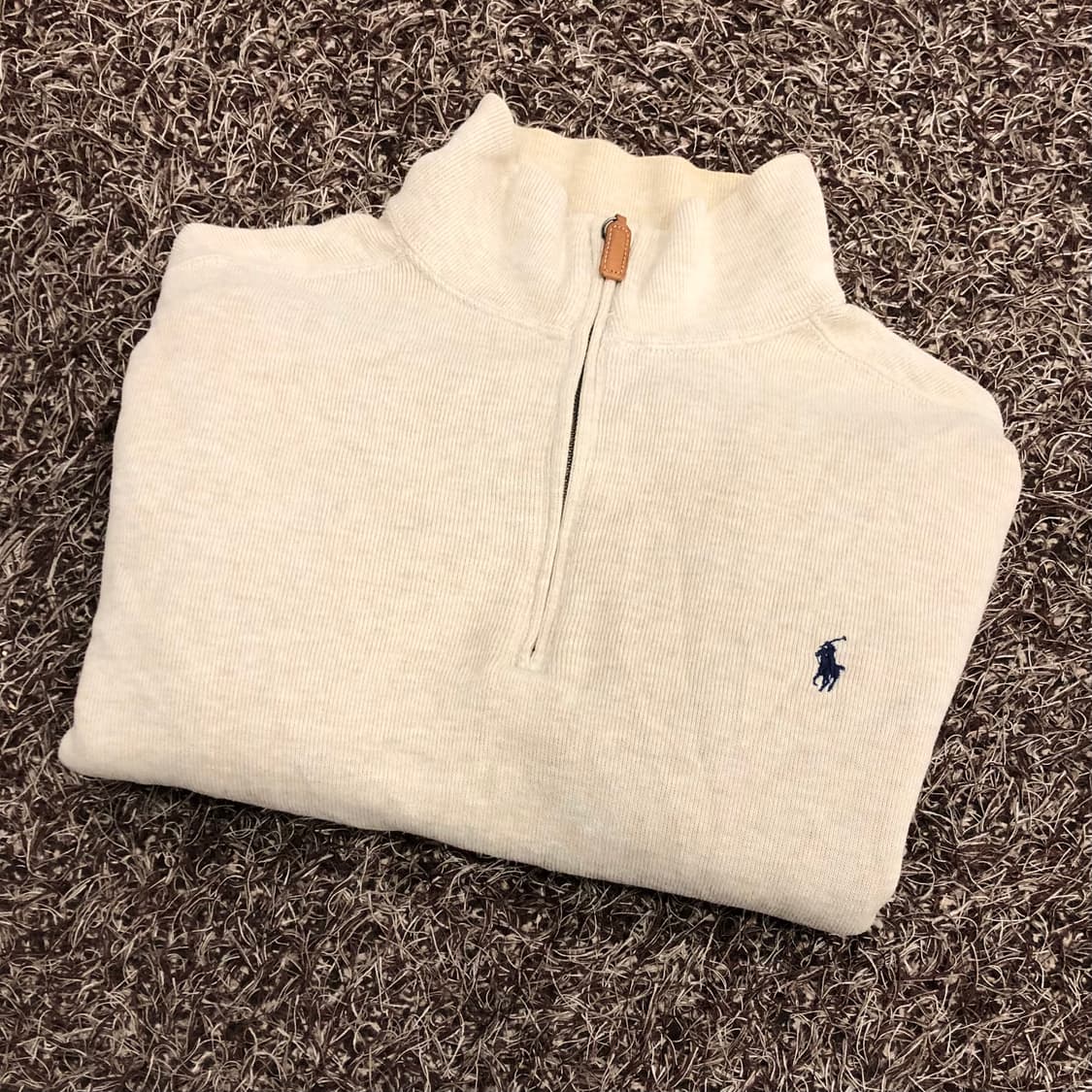 폴로 랄프로렌 오트밀 하프집업 코튼 니트  상품이미지1