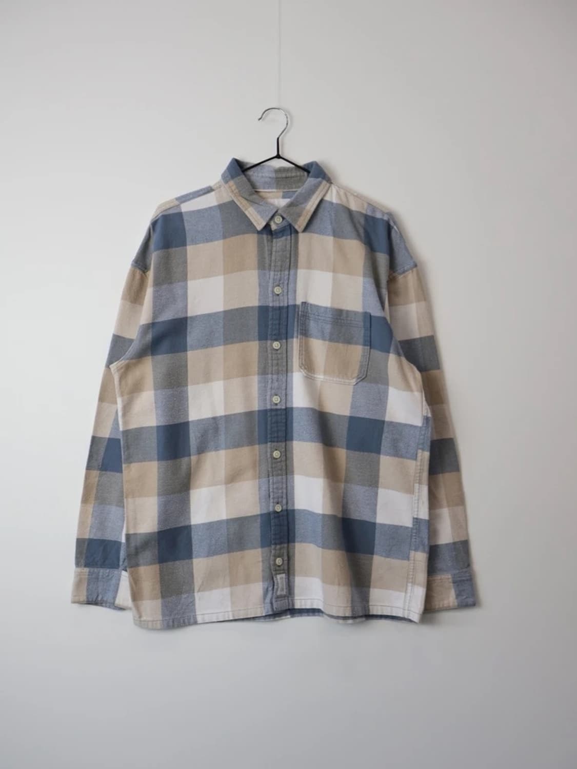 Hollister Plaid Shirt Blue Beige Shirt 상품이미지3