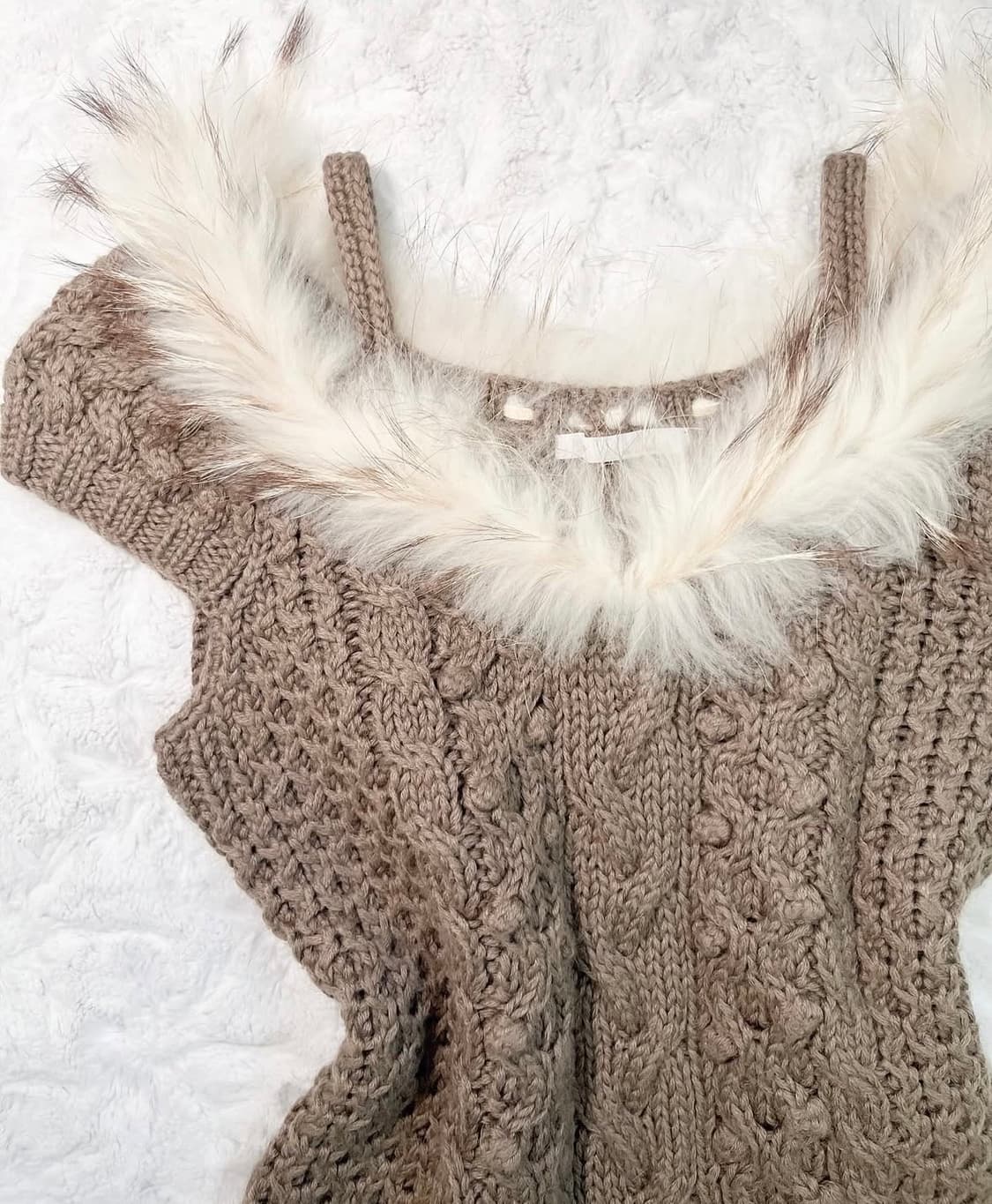 빈티지 퍼 니트 반팔  갸루  상품이미지3