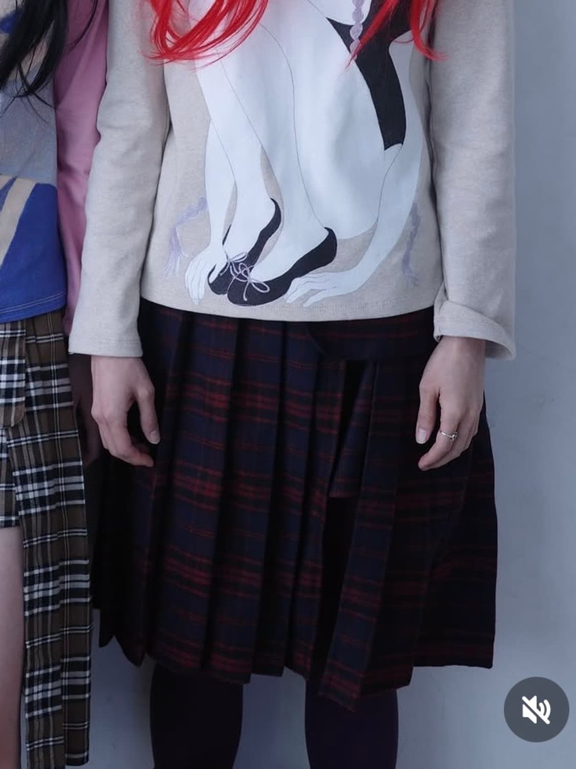 check pocket pleated skirtpants (navyred 상품이미지1