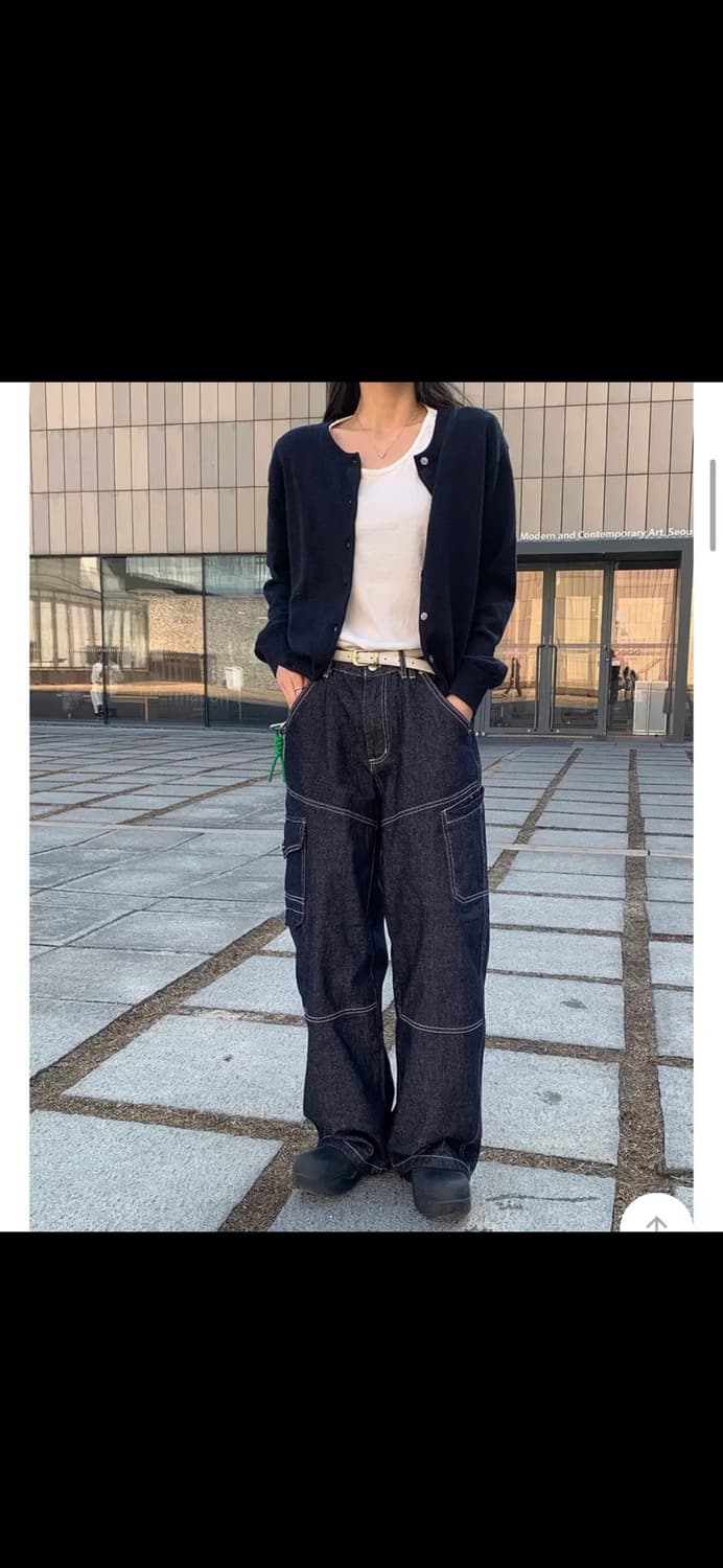 스티치 논페이드 카고 데님팬츠 상품이미지2