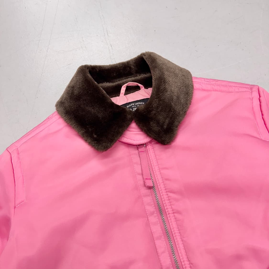 폴로 Y2K 퍼 크롭 항공 자켓 핑크 상품이미지3