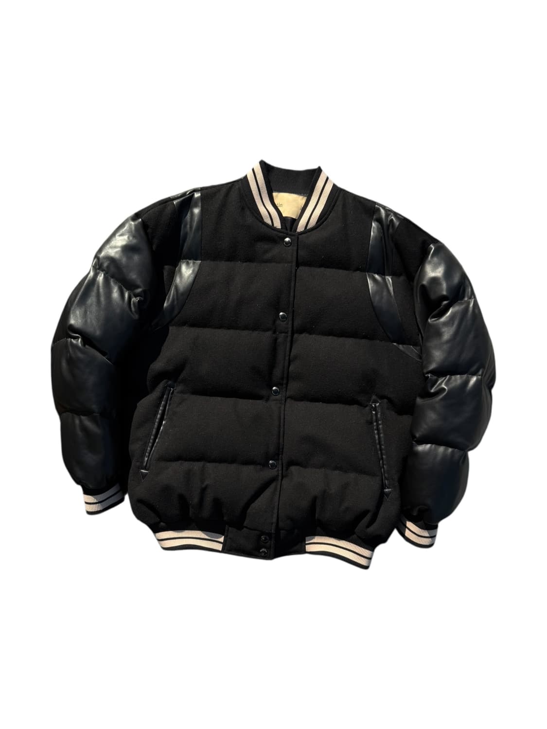 Matin kim 마틴킴 마뗑킴 울 페이크 레더 덕다운 패딩 점퍼 상품이미지2