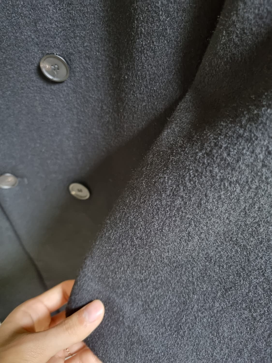 드로우핏 프리미어 퓨어 캐시미어 로브 더블 코트 (Black) 상품이미지6