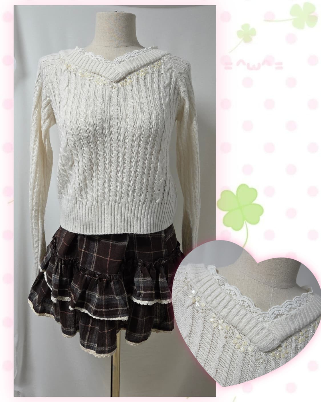 엑시즈팜 화이트 레이스 니트 상품이미지3