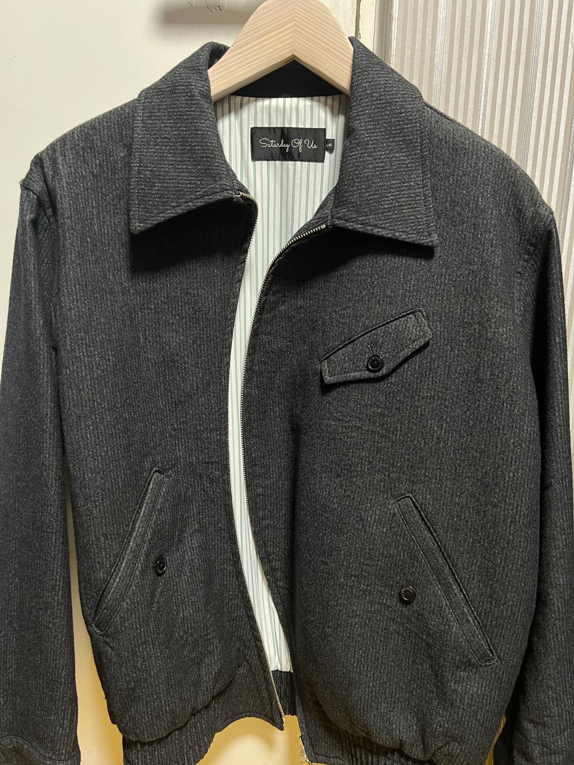 Stu 하이넥 라운드 스트라이프 울자켓 m 상품이미지2