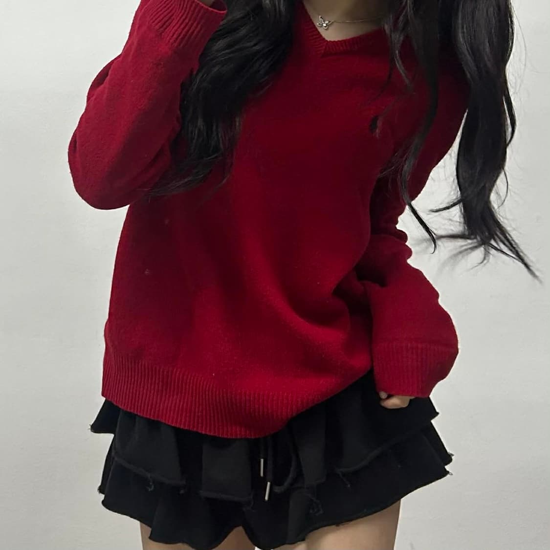 폴로 랄프로렌 딮버건디 램스울 브이넥 니트(S) 상품이미지3