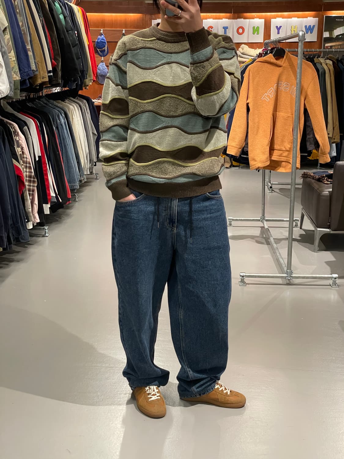 빈티지 케이블 니트 (민트초코)   상품이미지6