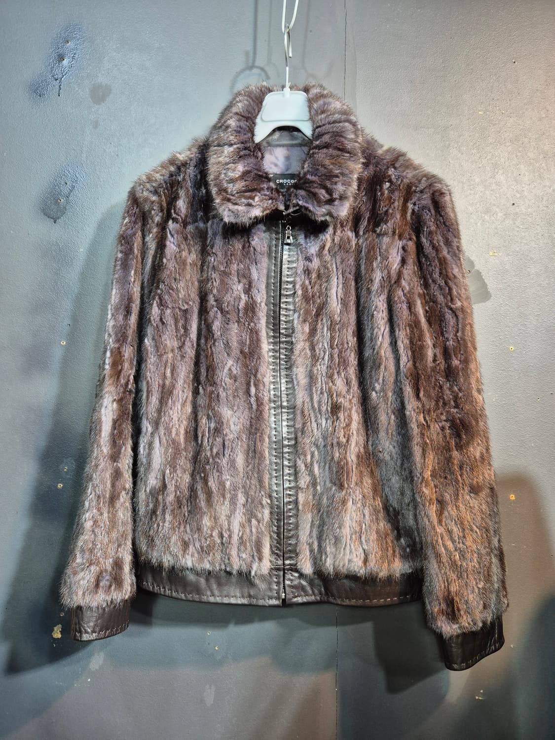 밍크 가죽배색 점퍼 S 상품이미지1