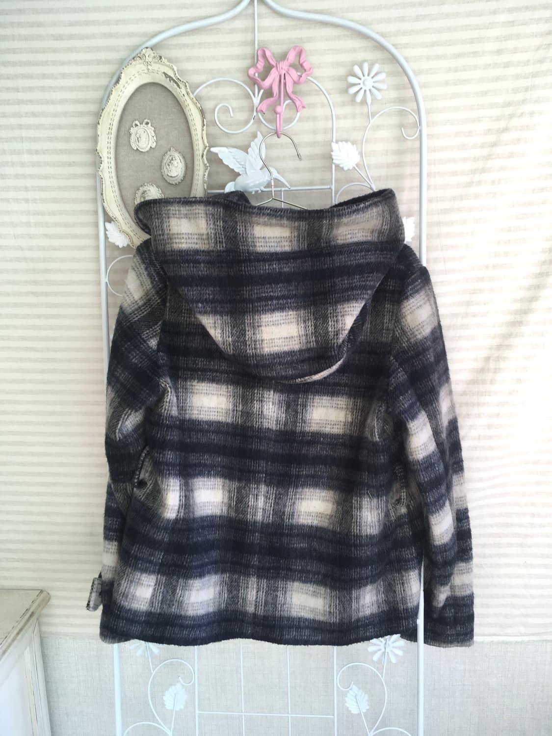 일본빈티지 체크 후드 블루종 겨울 자켓 상품이미지8