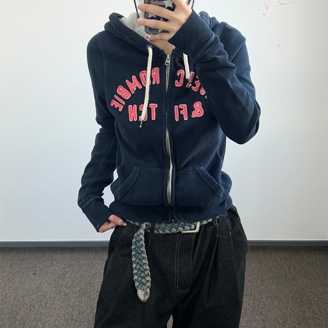 Abercrombie 아베크롬비 2-way 핑크 스펠아웃로고 후드집업 상품이미지1