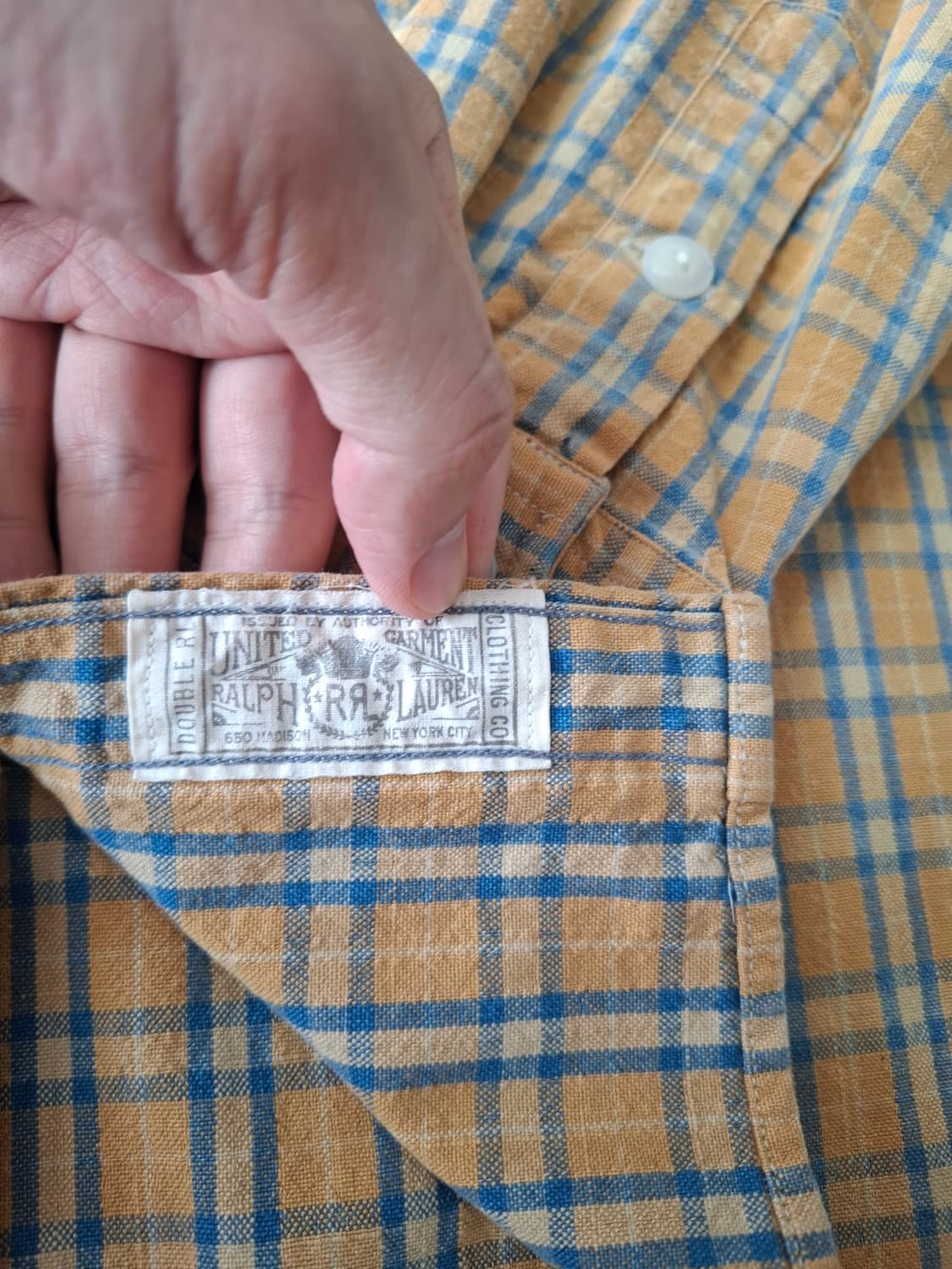 XL RRL 더블알엘 빈티지 옐로우 체크 워크 셔츠 상품이미지6