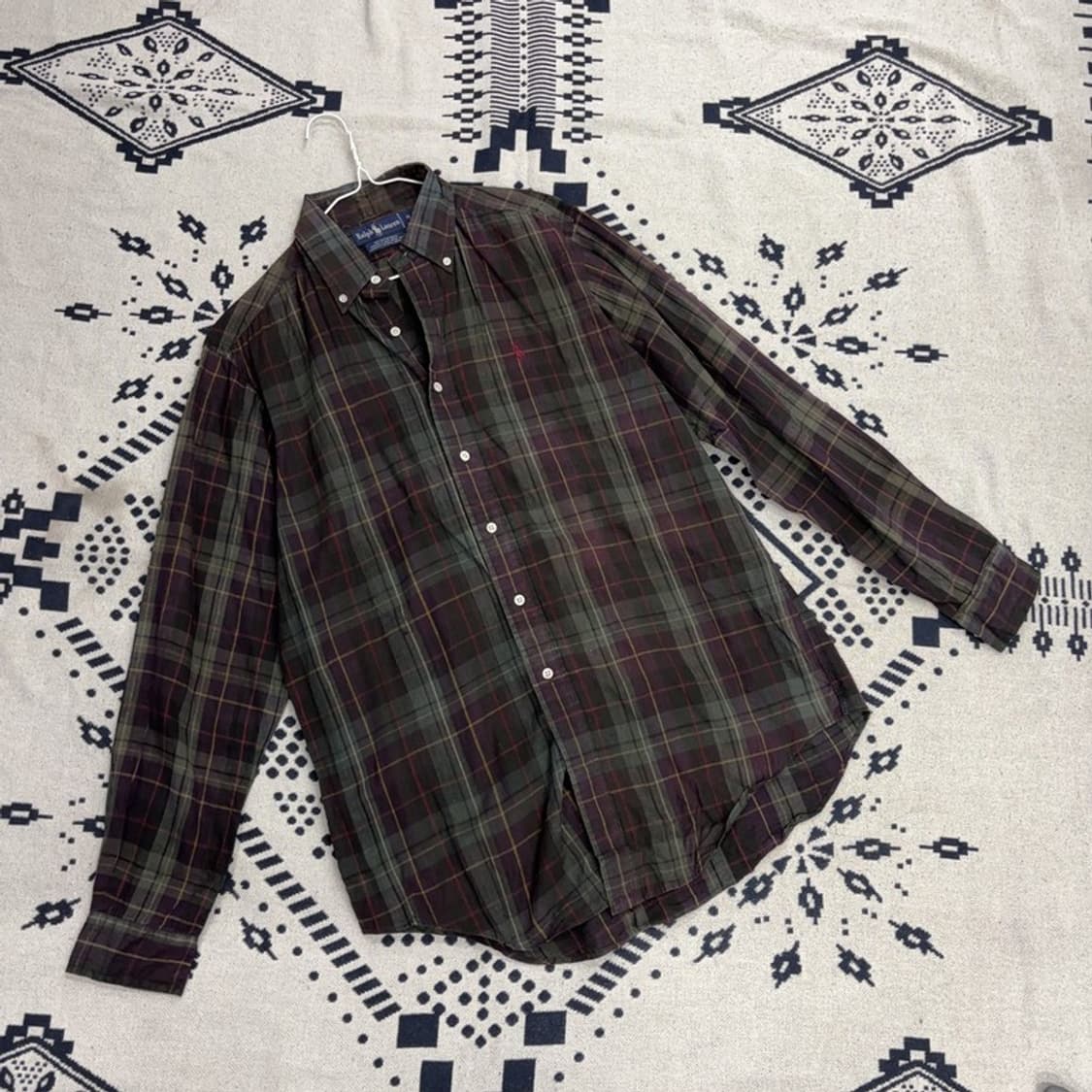 폴로 랄프로렌 자수 여름 빈티지 체크 셔츠 M P00048 상품이미지1