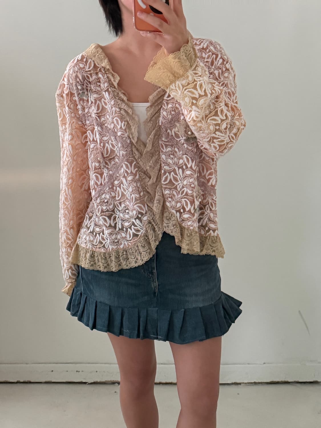 일본빈티지 페어리 플라워 레이스 가디건 상품이미지5