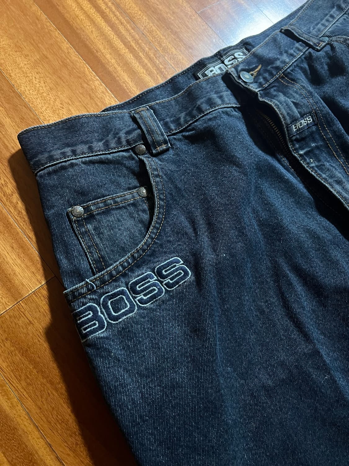 빈티지 BOSS 배기핏 다크 네이비진 상품이미지2