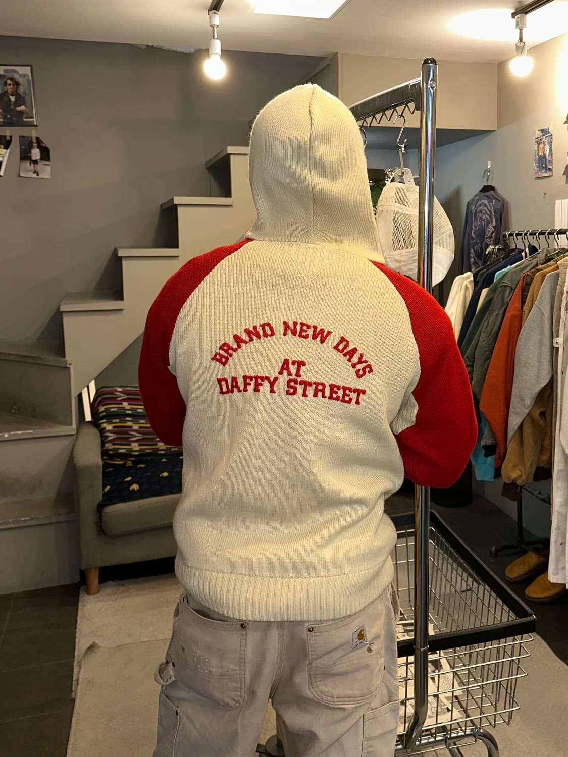 90’s Patina embroidery knit hood zip-up 상품이미지2