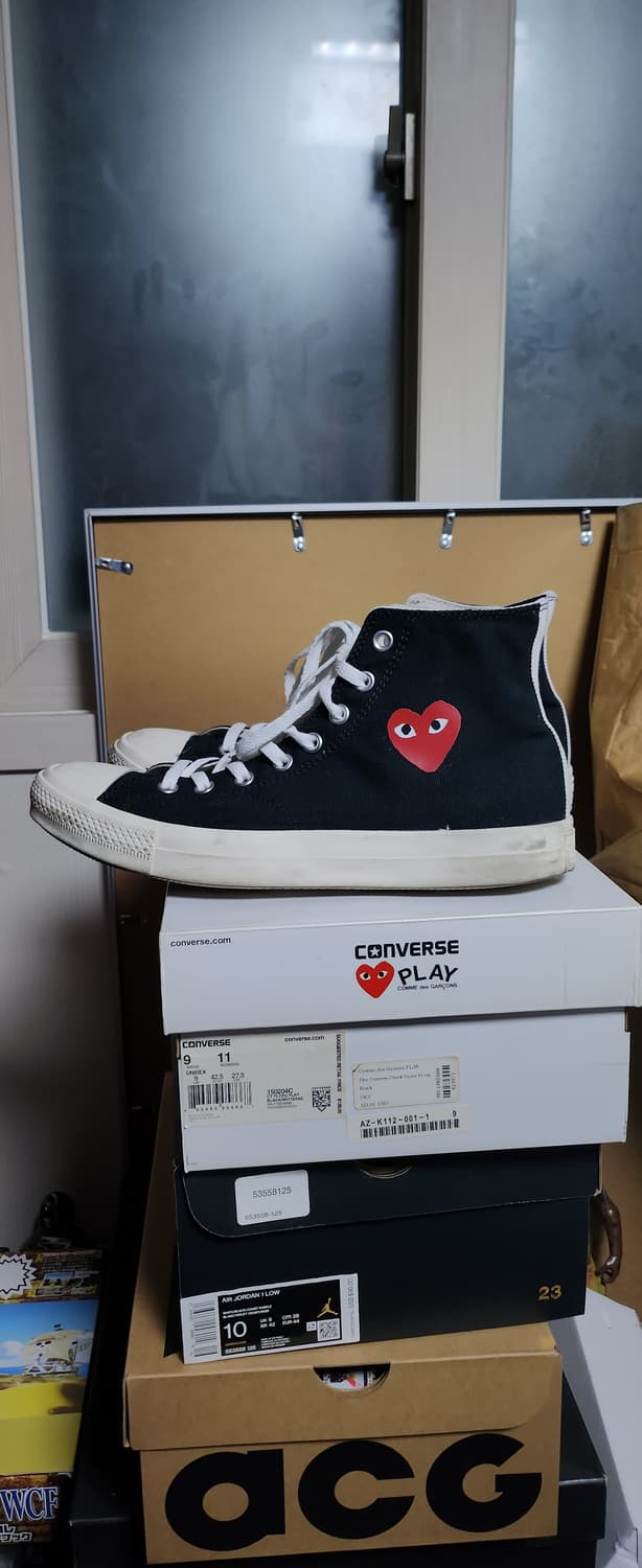 [275] 꼼데가르송 플레이 컨버스 하이 블랙 빅하트 CDG 상품이미지2