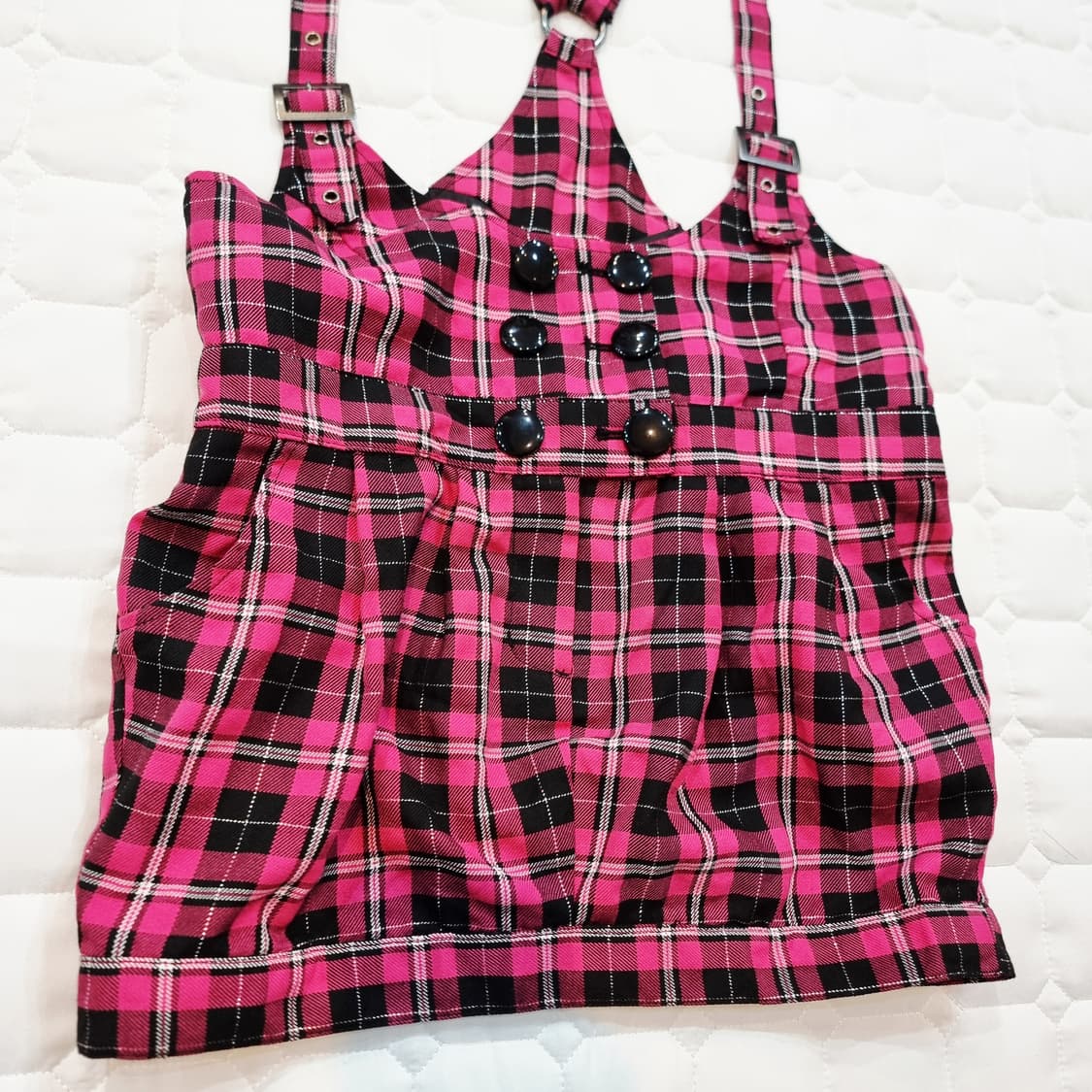 핑크 체크 멜빵 튜닉(미니원피스) 상품이미지3