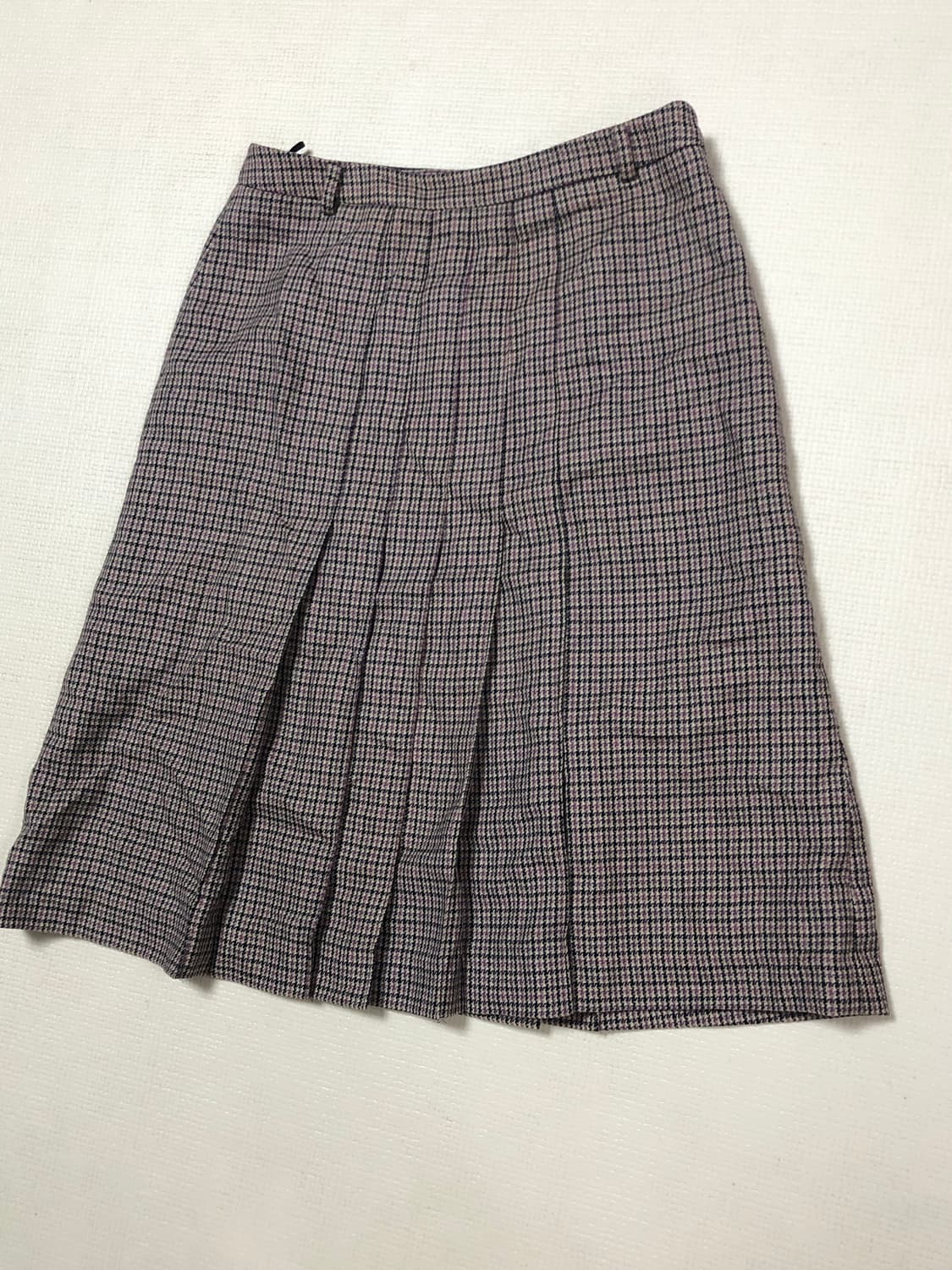 빈티지 브라운 핑크 체크 울 스커트 상품이미지10