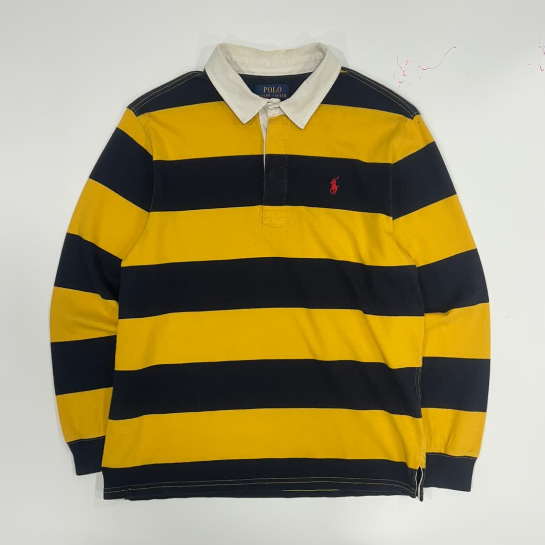 Polo 폴로 네이비 옐로우 스트라이프 카라티 상품이미지3