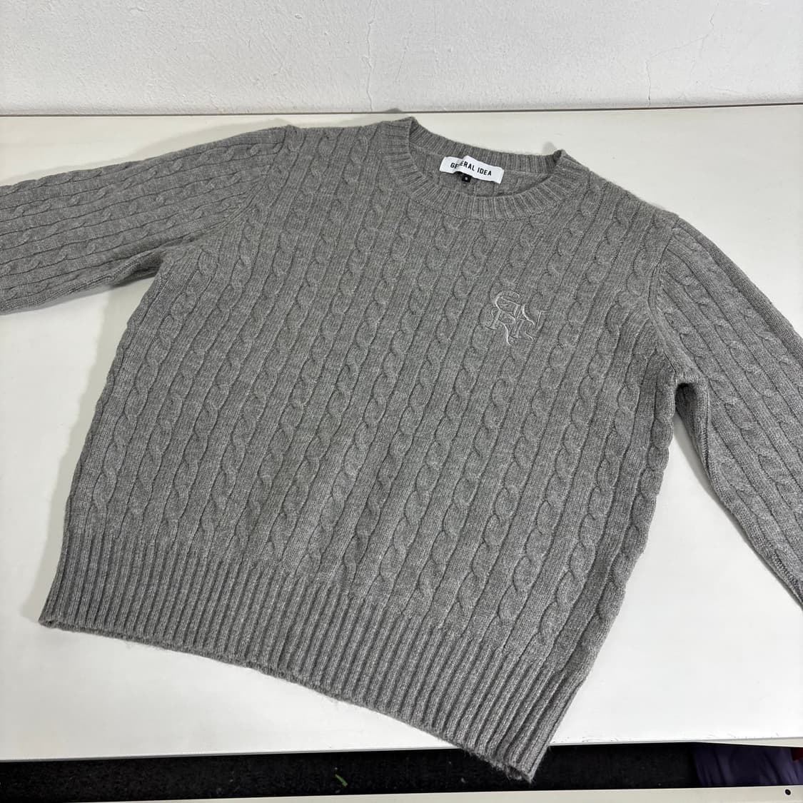 우먼S-M 제너럴아이디어 그레이 꽈배기니트 상품이미지2