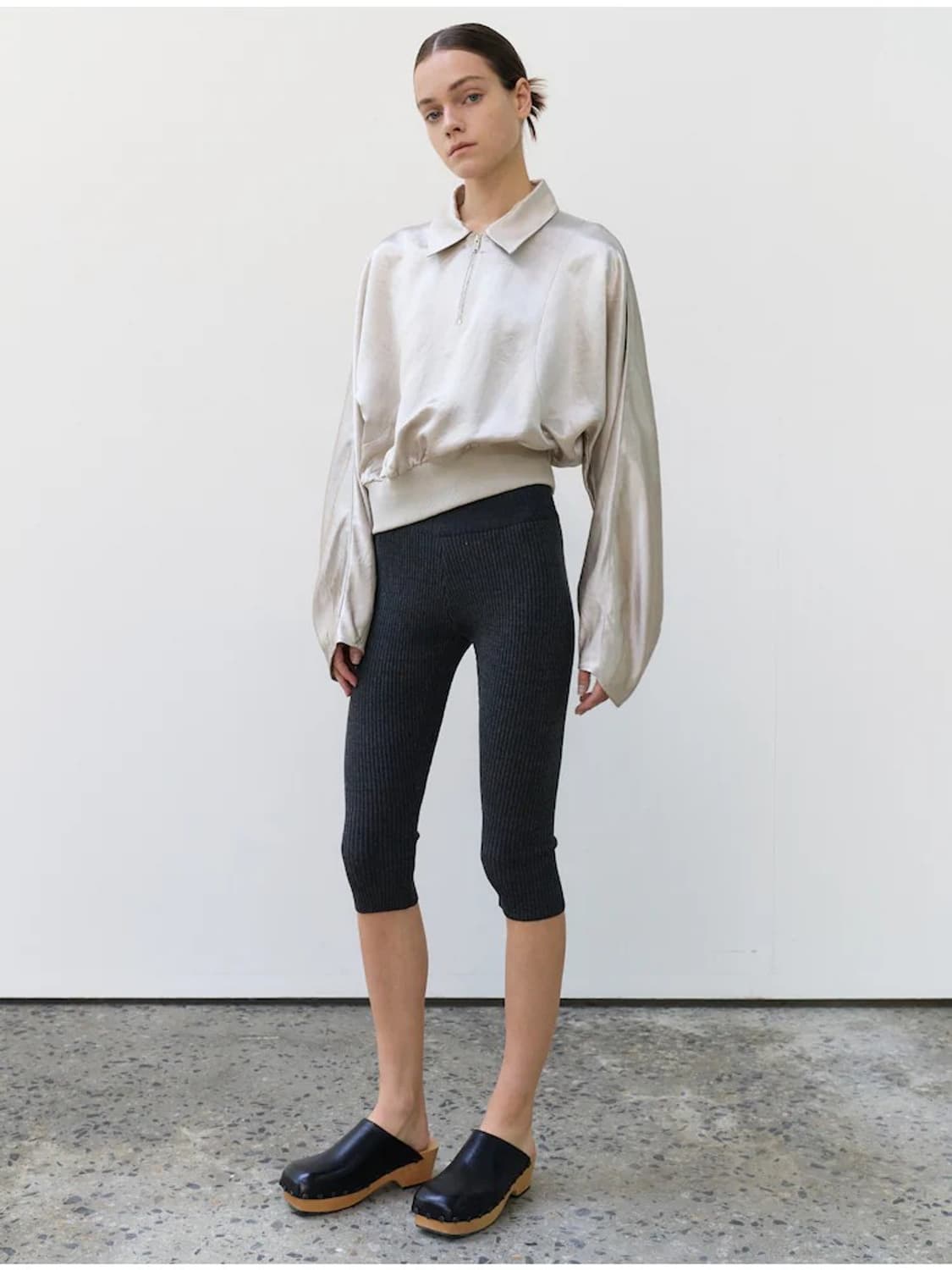 메종마레 새틴 어센틱 카라 숏 하프 집 셔츠 PN6912 상품이미지2