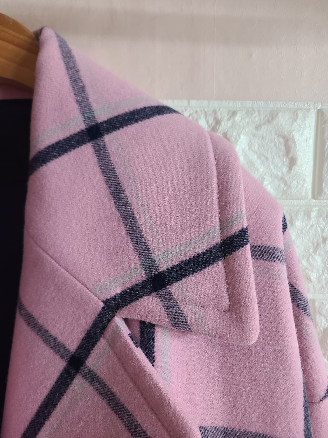 럭키슈에뜨 핑크 체크 코트(프리) 상품이미지3