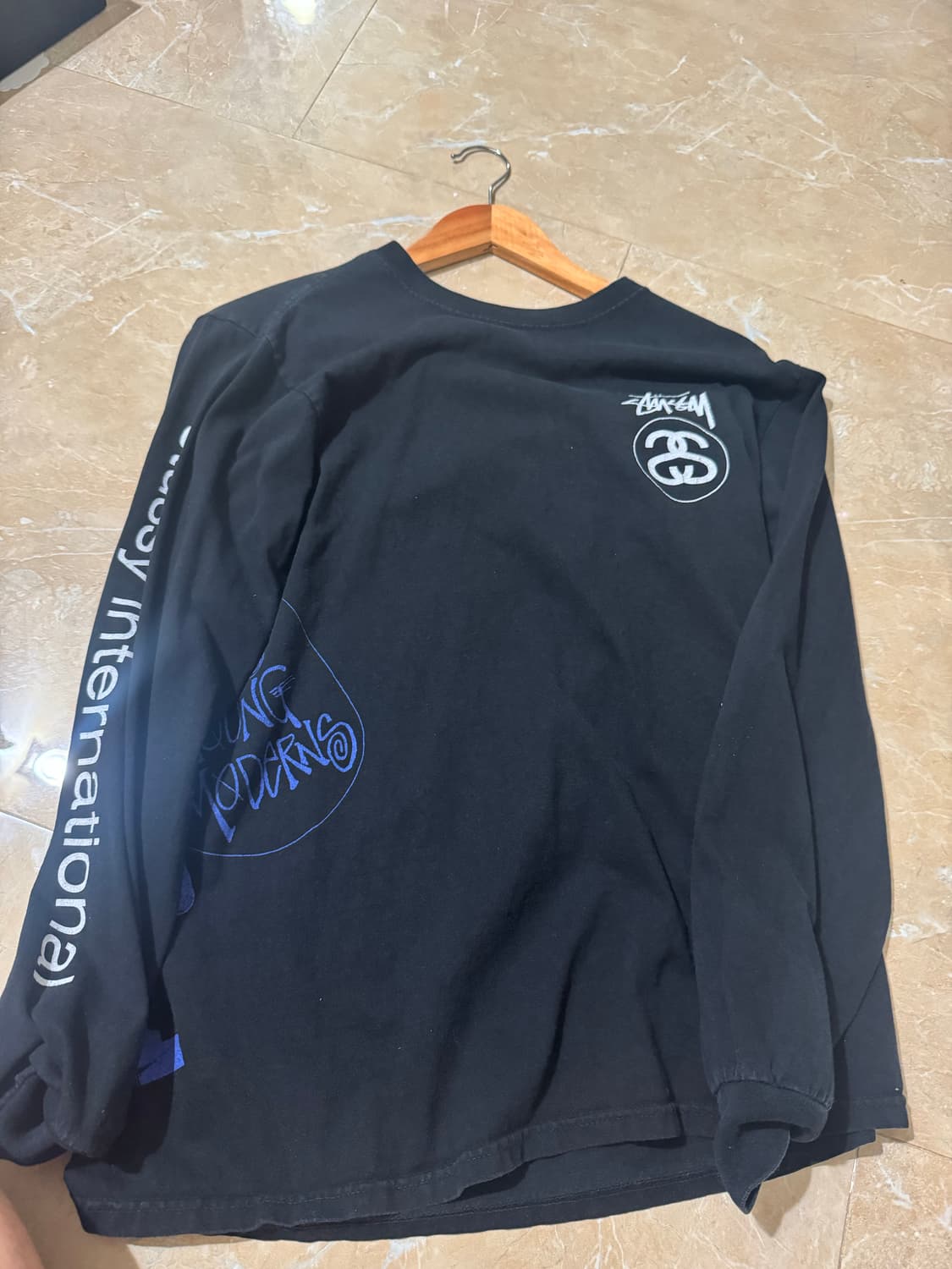 M 스투시 테스트 스트라이크 피그먼트 다이드 롱슬리브 티셔츠 블랙 상품이미지1