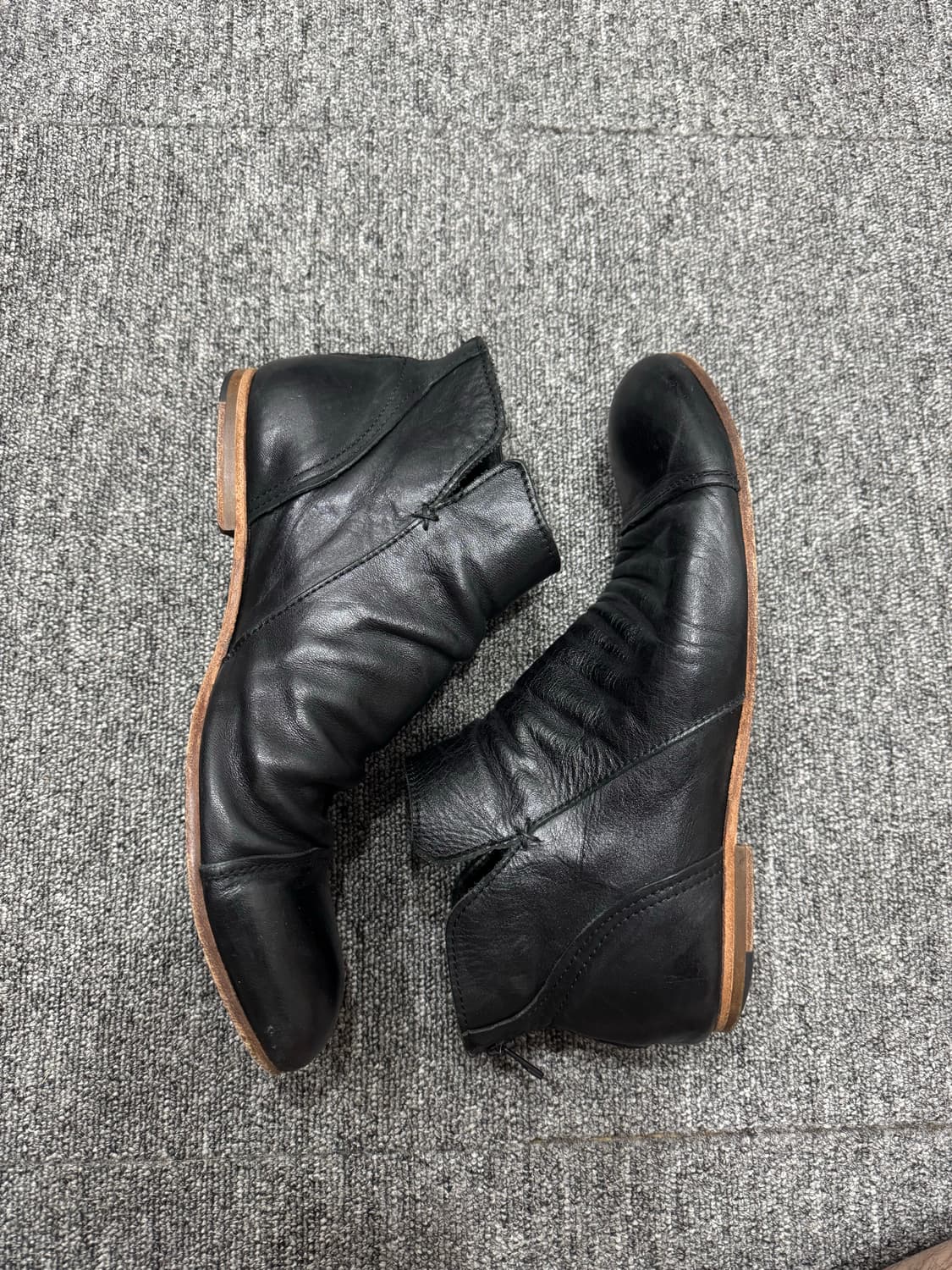 빈티지 블랙 카우하이드 토캡  풀온 앵글 부츠 270 구이디 상품이미지2