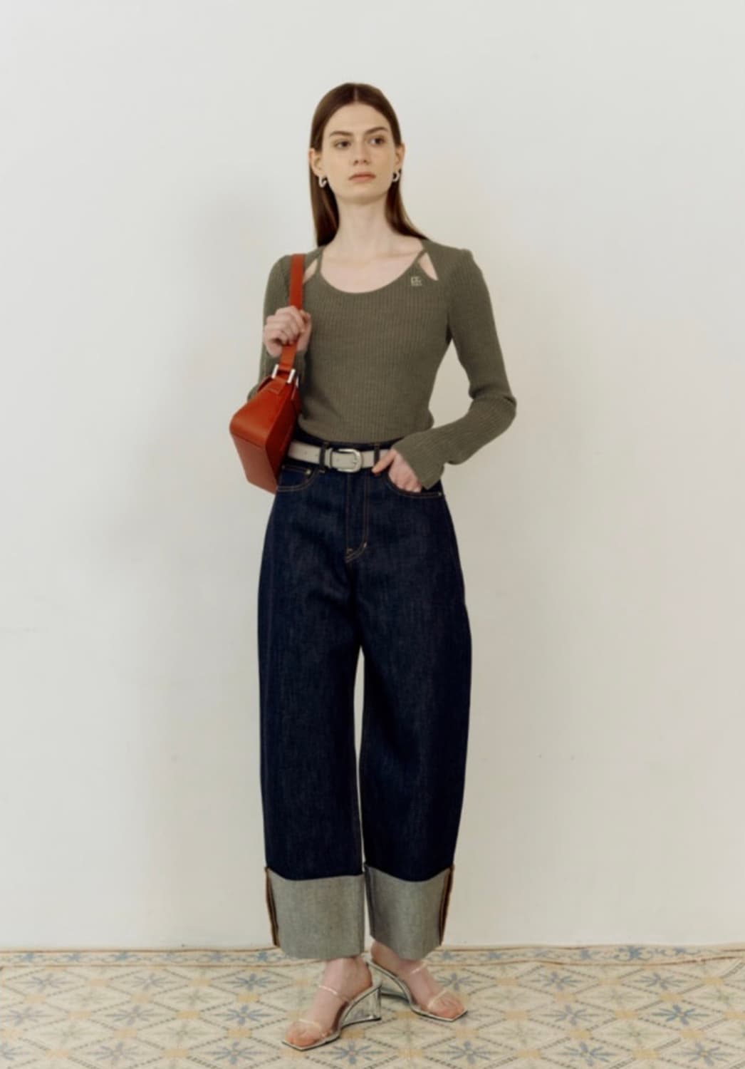 [s] 엔오르 와이드 롤 업 진 네이비 상품이미지3