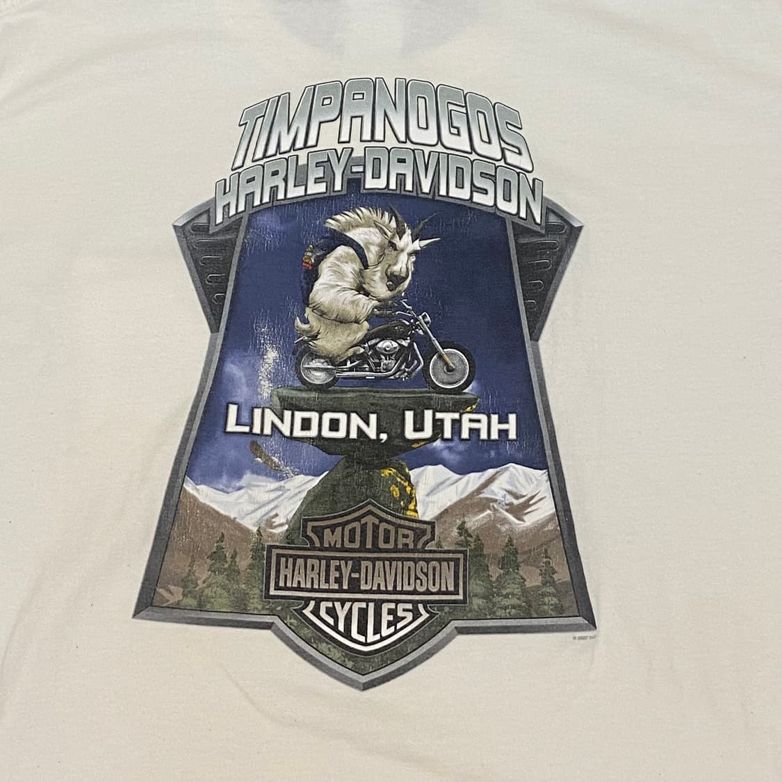 미국 빈티지 할리데이비슨 03로고 LINDON 반팔티 흰티셔츠 상품이미지8