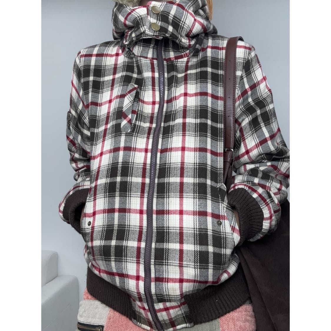 빈티지 체크 하이넥 점퍼 자켓 상품이미지6