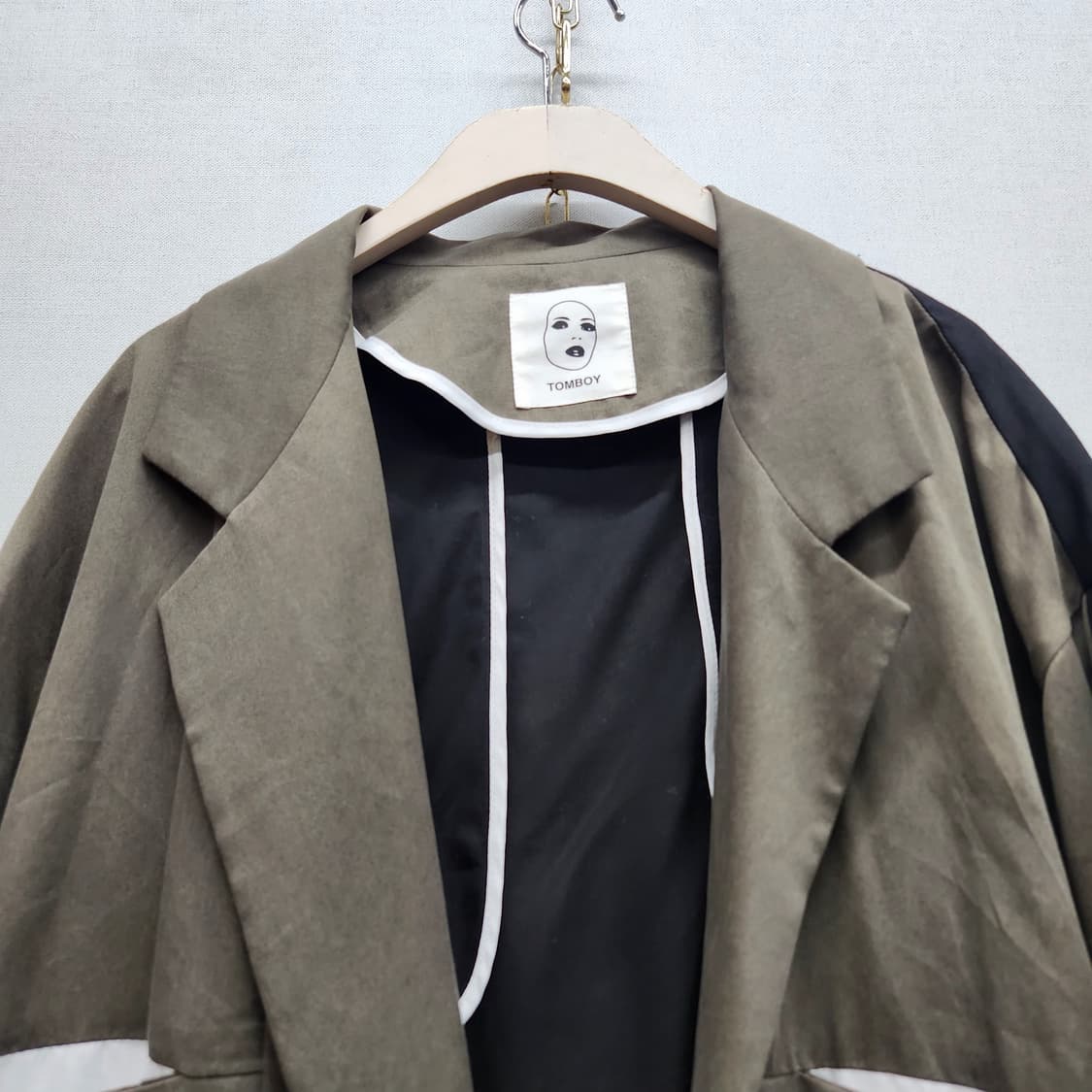 톰보이 배색 포인트 빈티지 무드 오버핏 자켓 F(XL) 상품이미지2