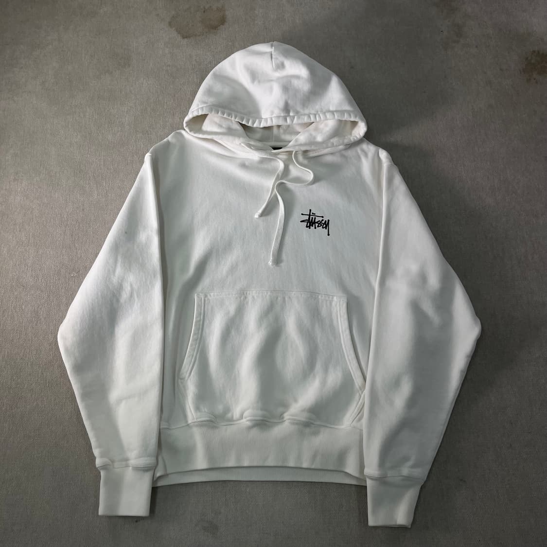 100 스투시 베이직로고 화이트 후드티  상품이미지2