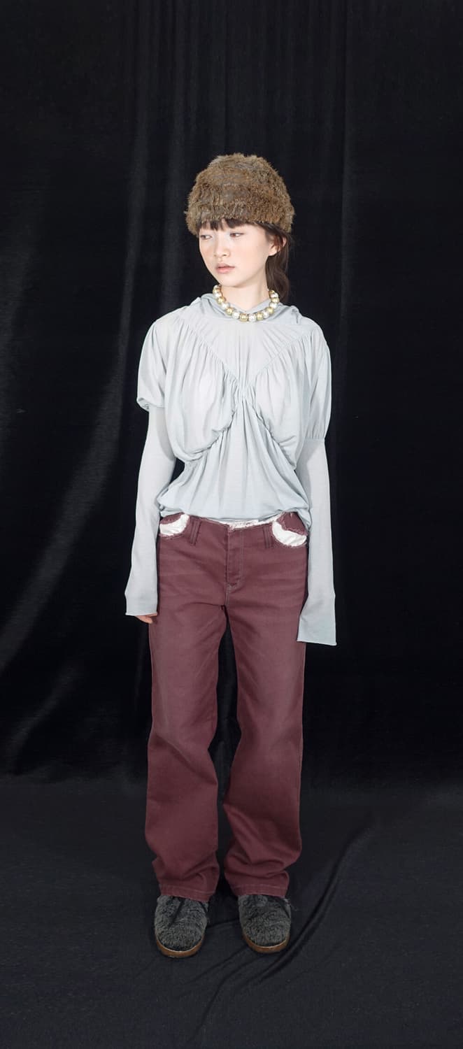 샵페어리 washed cut-off pants (wine) 상품이미지4
