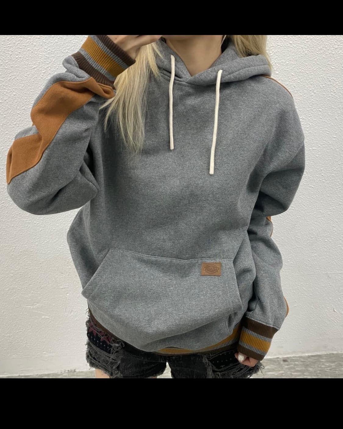 디키즈 된장 어깨 라인 스웻 후드 티셔츠 S 90 워크 브라운 카멜 회색 상품이미지2