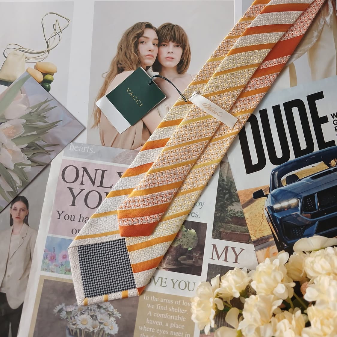 바씨 실크 옐로우 스트라이프 넥타이 8.7cm 새상품 A19097
 상품이미지3