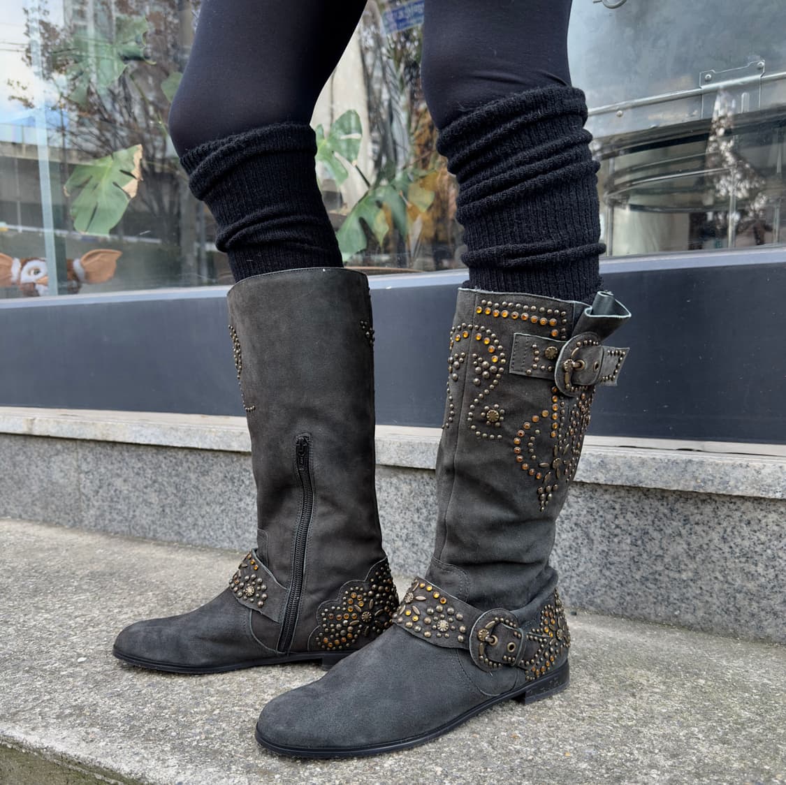 00s 빈티지 퀸비 올 스웨이드 블링 부츠 상품이미지10