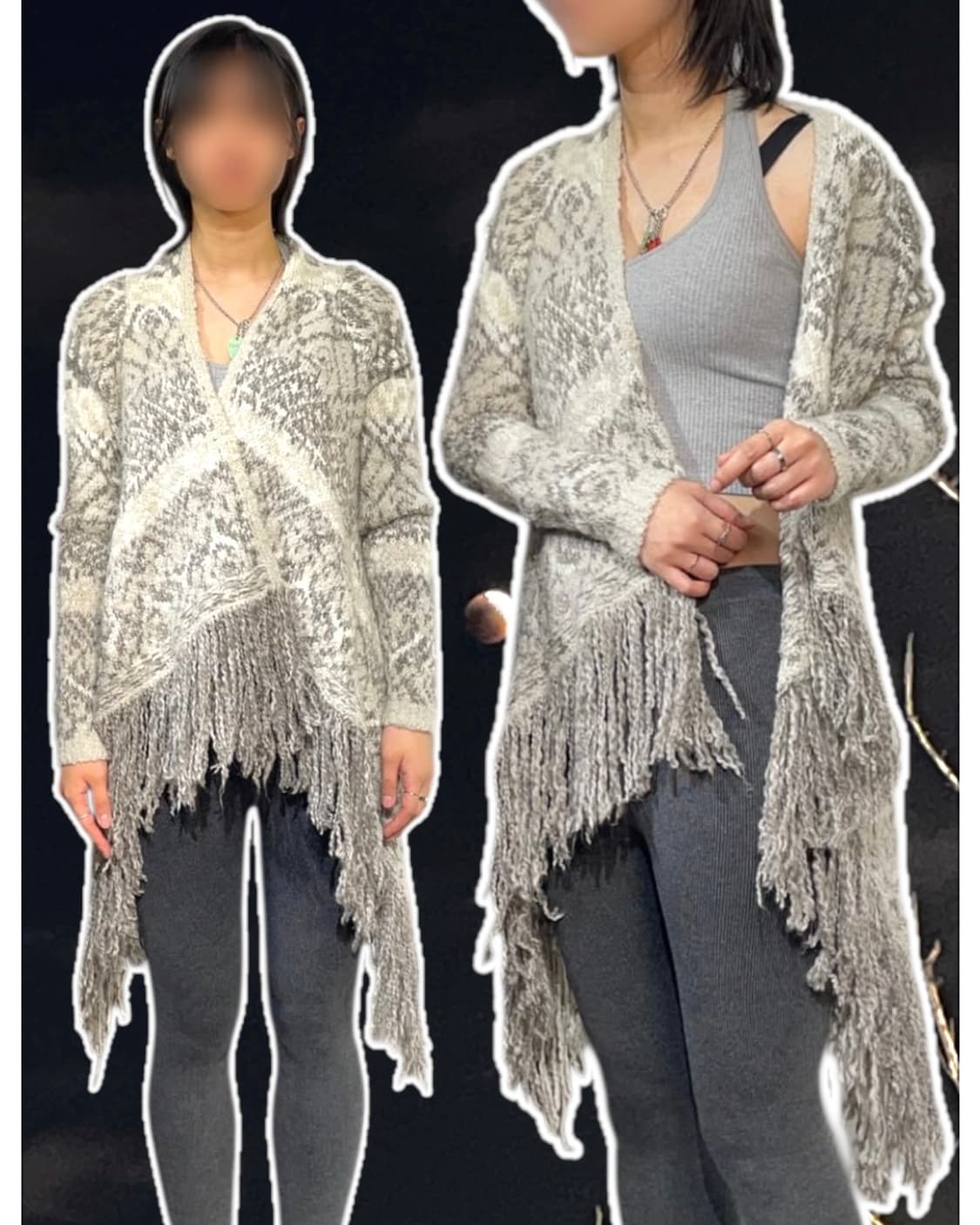 아베크롬비 오리엔탈 에스닉 프린지 로브 가디건 M 상품이미지1