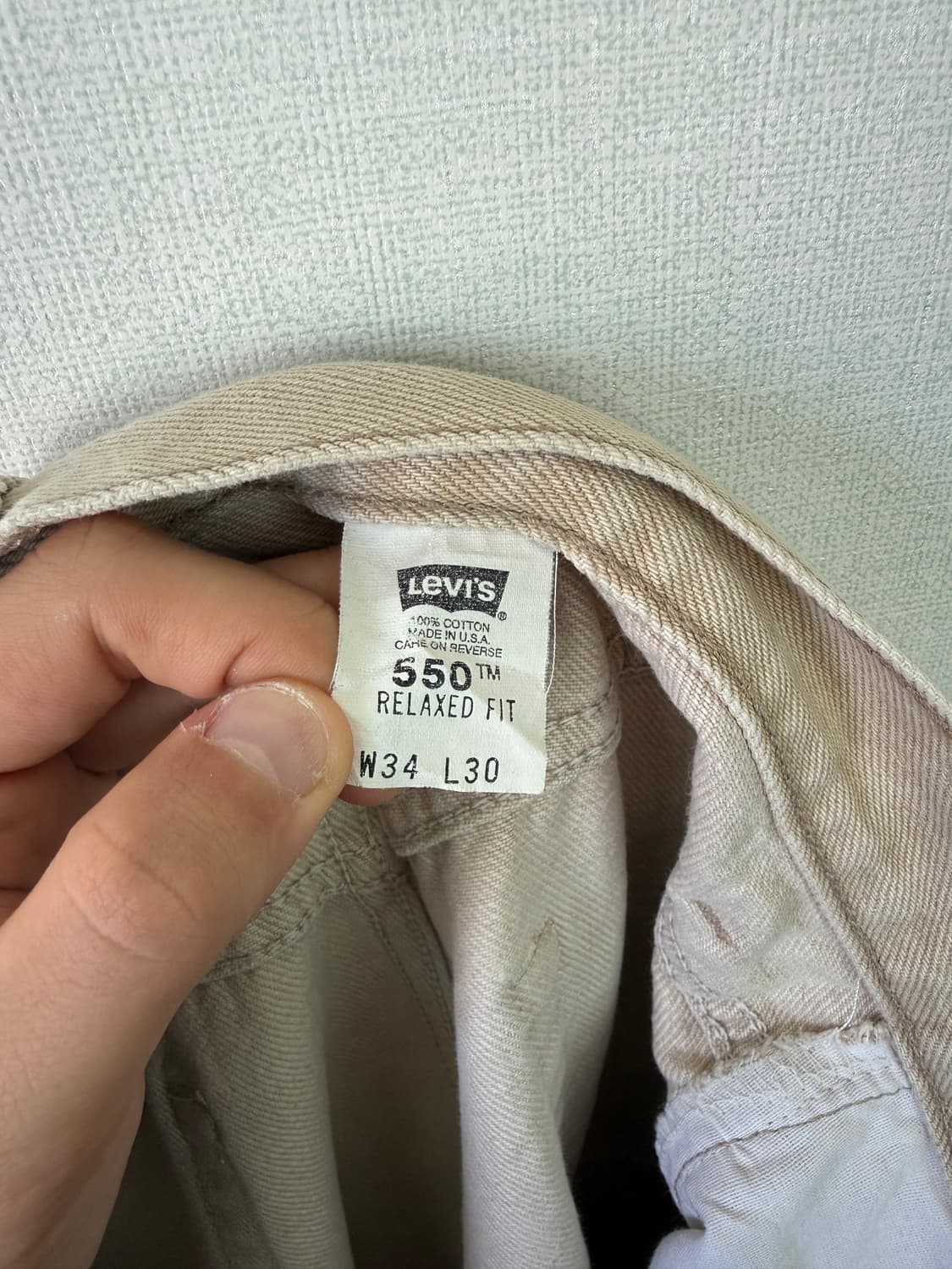 90s made in usa levis 550 34x30 에크루 크림진 상품이미지8