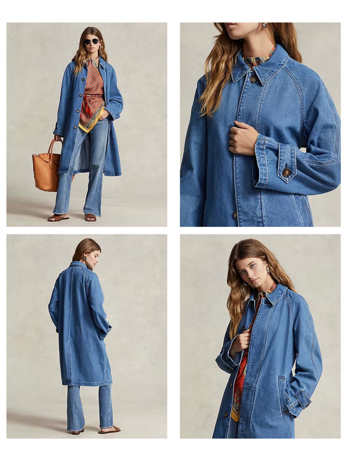 여성 폴로 랄프로렌 코튼실크 블렌드 발마칸 데님 코트 자켓 상품이미지4