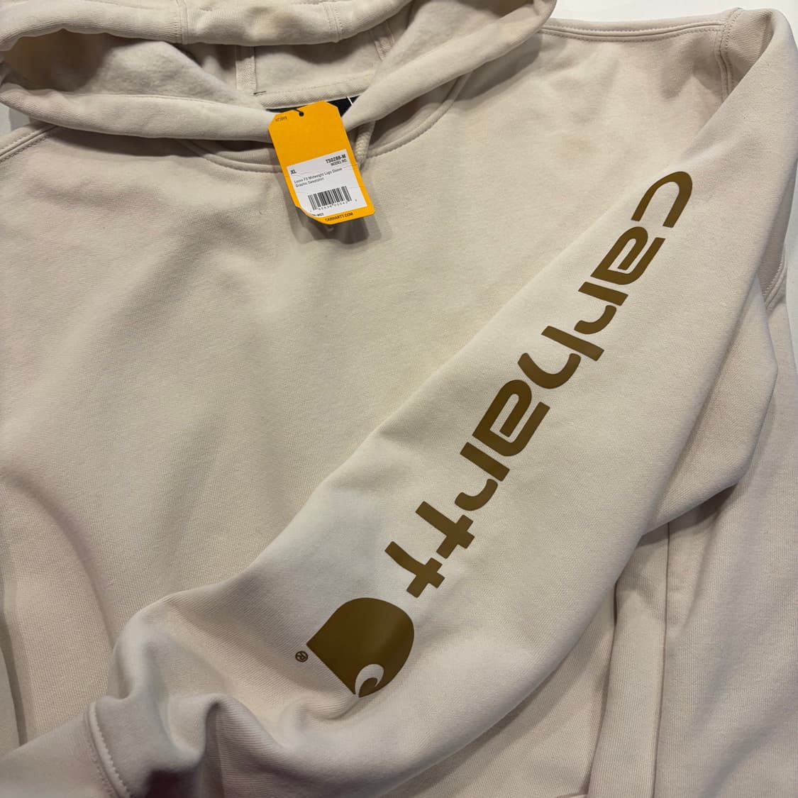 [XL] 칼하트 루즈핏 팔 로고 후드티 아이보리 새상품 C911 상품이미지3