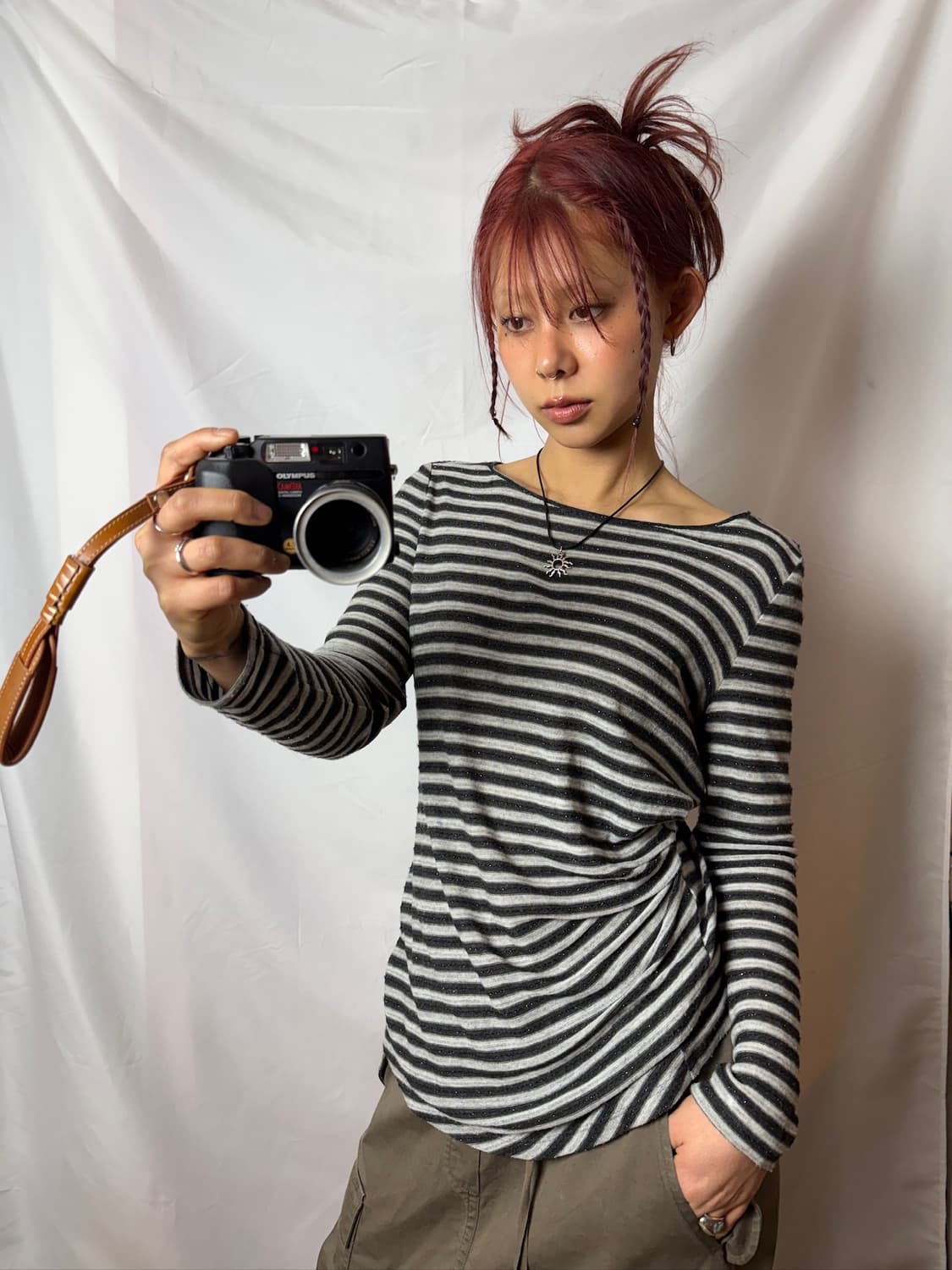 아르마니 꼴레지오니 스트라이프 셔링 슬리브 상품이미지3